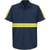 Custom Mens Enhanced Visibility Industrial Work Shirt Navy/ Yellow Trim