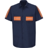 Custom Mens Tall Enhanced Visibility Industrial Work Shirt Navy/ Orange Trim