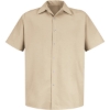 Custom Mens Specialized Short Sleeve Pocketless Work Shirt Light Tan