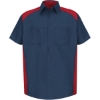 Custom Mens Short Sleeve Motorsports Shirt Navy/ Red
