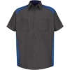 Custom Mens Tall Short Sleeve Motorsports Shirt Charcoal/ Royal