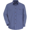 Custom Mens Mini-Plaid Uniform Long Sleeve Shirt Grey/ Blue Plaid - 367