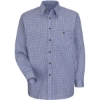 Custom Mens Mini-Plaid Uniform Long Sleeve Shirt White/ Blue Plaid - 323