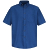 Custom Mens Poplin Short Sleeve Dress Shirt Royal Blue