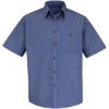 Custom Mens Mini-Plaid Uniform Short Sleeve Shirt Grey/ Blue Plaid