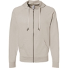 Custom Unisex Icon Lightweight Loopback Terry Full-Zip Hooded Sweatshirt Sand