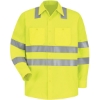 Custom Mens High Visibility Safety Long Sleeve Work Shirt AB-Fluorescent Yellow/ Green