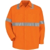 Custom Mens High Visibility Safety Long Sleeve Work Shirt O2-Fluorescent Orange