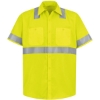 Custom Mens High Visibility Safety Short Sleeve Work Shirt HV-Fluorescent Yellow/ Green
