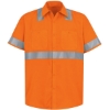 Custom Mens High Visibility Safety Short Sleeve Work Shirt O2-Fluorescent Orange