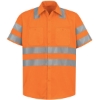 Custom Mens High Visibility Safety Short Sleeve Work Shirt OF-Fluorescent Orange