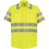 Custom Mens Tall High Visibility Safety Short Sleeve Work Shirt AB-Fluorescent Yellow/ Green