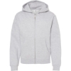 Custom Youth Midweight Full-Zip Hooded Sweatshirt Grey Heather