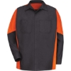Custom Mens Tall Long Sleeve Automotive Crew Shirt Charcoal/ Orange