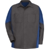 Custom Mens Tall Long Sleeve Automotive Crew Shirt Charcoal/ Royal