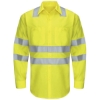 Custom Mens Enhanced & Hi-Visibility Long Sleeve Work Shirt AB-Fluorescent Yellow/ Green