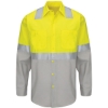 Custom Mens Enhanced & Hi-Visibility Long Sleeve Work Shirt Fluorescent Yellow/ Green/ Grey