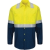 Custom Mens Enhanced & Hi-Visibility Long Sleeve Work Shirt Fluorescent Yellow/ Green/ Navy