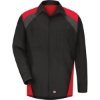 Custom Mens Tall Long Sleeve Tri-Color Shop Shirt Black/ Red/ Charcoal