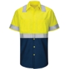 Custom Mens Enhanced & Hi-Visibility Work Shirt Fluorescent Yellow/ Green/ Navy