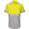 Custom Mens Tall Enhanced & Hi-Visibility Work Shirt Fluorescent Yellow/ Green/ Grey
