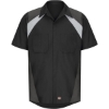 Custom Mens Tri-Color Short Sleeve Shop Shirt Black/ Light Grey/ Charcoal