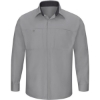 Custom Mens Performance Plus Long Sleeve Shirt with OilBlok Technology Light Grey/ Charcoal