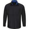 Custom Mens Tall Performance Plus Long Sleeve Shirt with OilBlok Technology Black/ Royal Blue