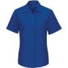Custom Womens Performance Plus Short Sleeve Shop Shirt with Oilblok Technology Royal Blue/ Black