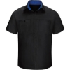 Custom Mens Performance Plus Short Sleeve Shirt With Oilblok Technology Black/ Royal Blue