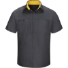 Custom Mens Performance Plus Short Sleeve Shirt With Oilblok Technology Charcoal/ Yellow