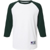 Custom Unisex Raglan Sleeve Baseball T-Shirt White/ Dark Green