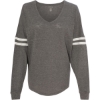 Custom Women’s Slub Jersey Varsitee V-Neck Long Sleeve T-Shirt Granite