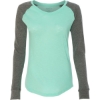 Custom Women’s Preppy Patch Slub Long Sleeve T-Shirt Mint/ Granite