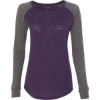 Custom Women’s Preppy Patch Slub Long Sleeve T-Shirt Purple/ Granite