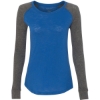 Custom Women’s Preppy Patch Slub Long Sleeve T-Shirt Royal/ Granite