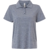 Custom Womens Relay Heathered Stripe Polo Sport Dark Navy Heather/ White