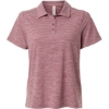 Custom Womens Relay Heathered Stripe Polo Sport Maroon Heather/ White