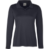 Custom Womens Zone Performance Long Sleeve Polo Black