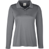 Custom Womens Zone Performance Long Sleeve Polo Sport Graphite