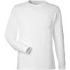 Custom Unisex Long Sleeve Pocket T-Shirt White Cap/ Blue Blazer