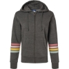Custom Womens Striped Sleeves Full-Zip Hooded Sweatshirt Charcoal