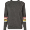 Custom Womens Striped Sleeves Crewneck Sweatshirt Charcoal