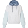 Custom Womens Sueded Fleece Colorblocked Crop Hooded Sweatshirt Arctic Blue