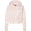 Custom Womens Sueded Fleece Tie-Dyed Crop Hooded Sweatshirt Cameo Pink