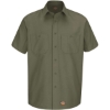 Custom Mens Short Sleeve Work Shirt Olive Green