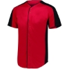 Custom Mens Full Button Baseball Jersey Red/ Black