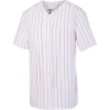 Custom Unisex Pinstripe Full Button Baseball Jersey White/ Red