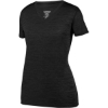 Custom Womens Shadow Tonal Heather Training V-Neck T-Shirt Black