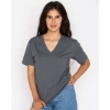 Custom Unisex USA-Made Fine Jersey V-Neck T-Shirt Asphalt